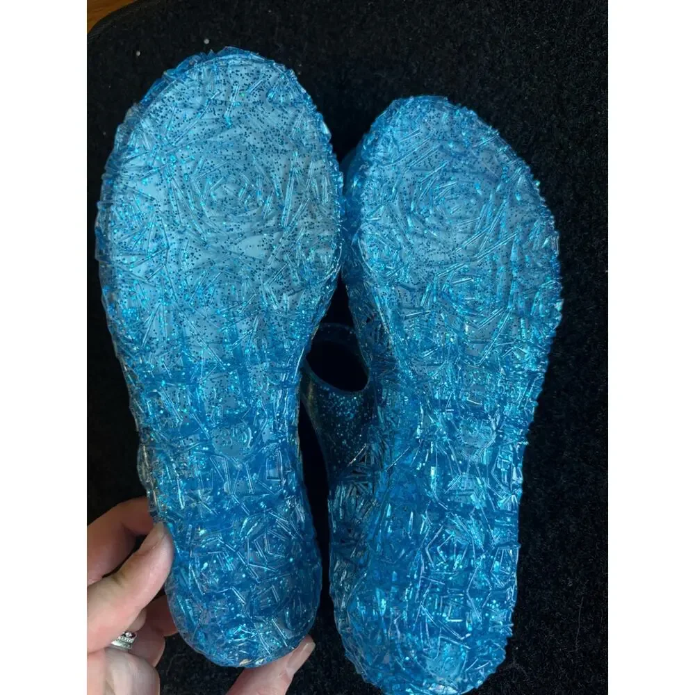 Girls Blue Princess Dress Shoes Size 35 EU / US Kids 3–3.5Y Glitter Flats